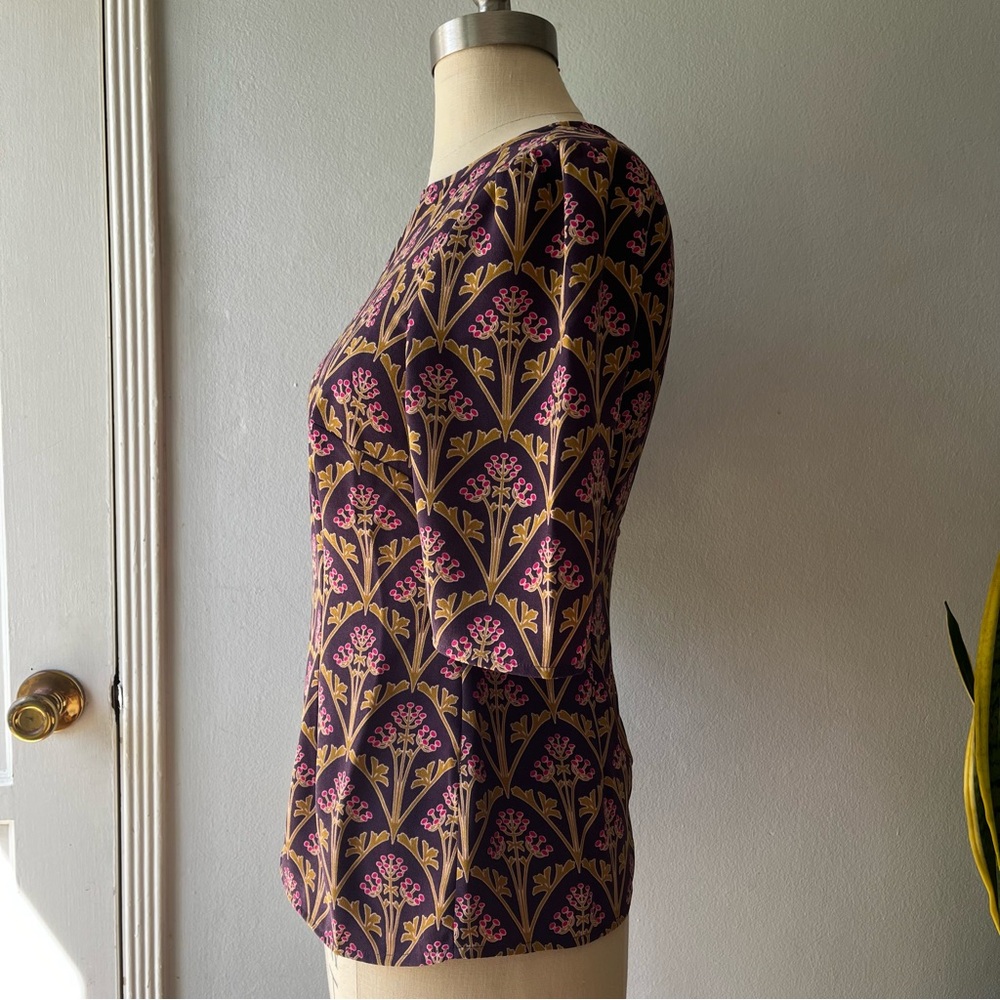Boden• Purple & Gold Olive Branch Blouse• Sz 6 - Picture 2 of 16